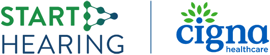 Start Hearing and Cigna logos